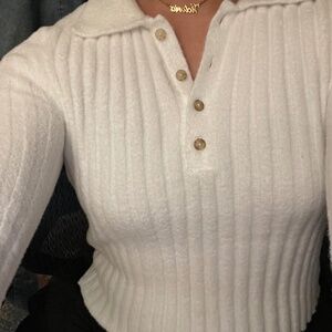 AE (American Eagle) Eyelash Polo Sweater Top